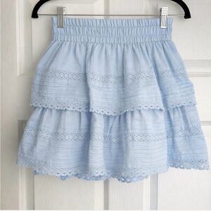 Day + Moon Blue Tiered Ruffle Skirt - Size Small | NWT